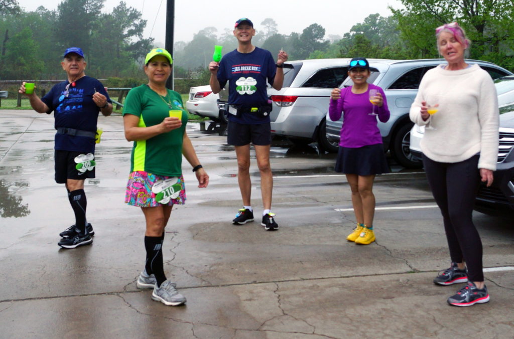 Celebrating with Social Distancing the Completion of the Virtual 2020 Seabrook Lucky Trails Half-Marathon on Sunday, 3/22/2020